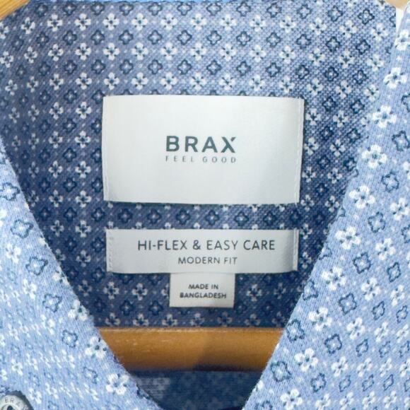 BRAX FEEL GOOD DANIEL‎ HI-FLEX MODERN FIT BUTTON UP SHIRT BLUE NWT MEN'S M 39/40 - Picture 8 of 15